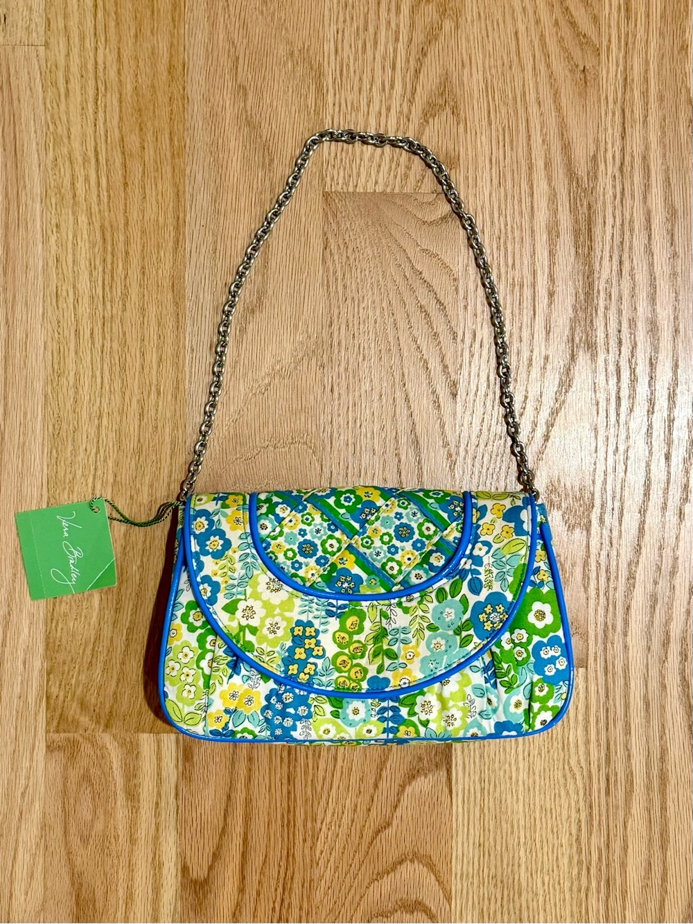 Vera Bradley Blue, Green & Yellow Floral Chain Shoulder Clutch